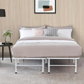 Naomi Home Idealbase 14' Full Bed Frame Heavy Duty Foldable Bed Frame Folding Bed Frame With Steel Metal Slats Mattress Foundation Box Spring 600Lbs Capacity - Platform Bed Full Bed Frame Size, White