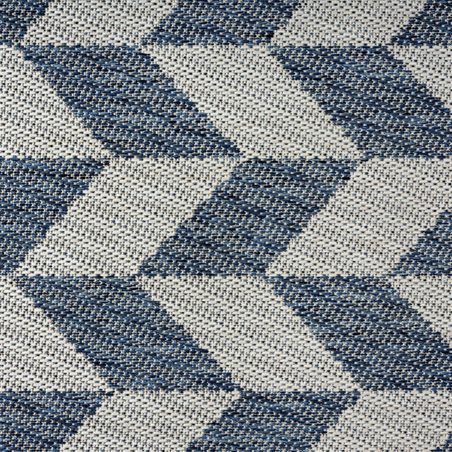 Nicole Miller New York Patio Country Calla Contemporary Herringbone Indoor/Outdoor Area Rug, Blue/Cream, 6'6'X9'2'