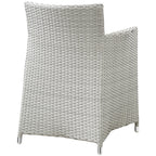 Modway Junction Wicker Rattan Outdoor Patio Two Dining Arm Chairs With Cushions In Gray White