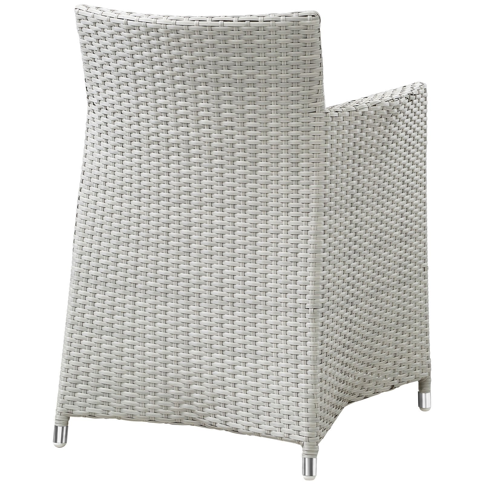 Modway Junction Wicker Rattan Outdoor Patio Two Dining Arm Chairs With Cushions In Gray White