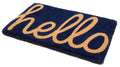 Fab Habitat Extra Thick Doormat - Handwoven, Durable - Natural Coir - Entryway, Front Door, Porch, Patio - Cursive Hello Dark Bl