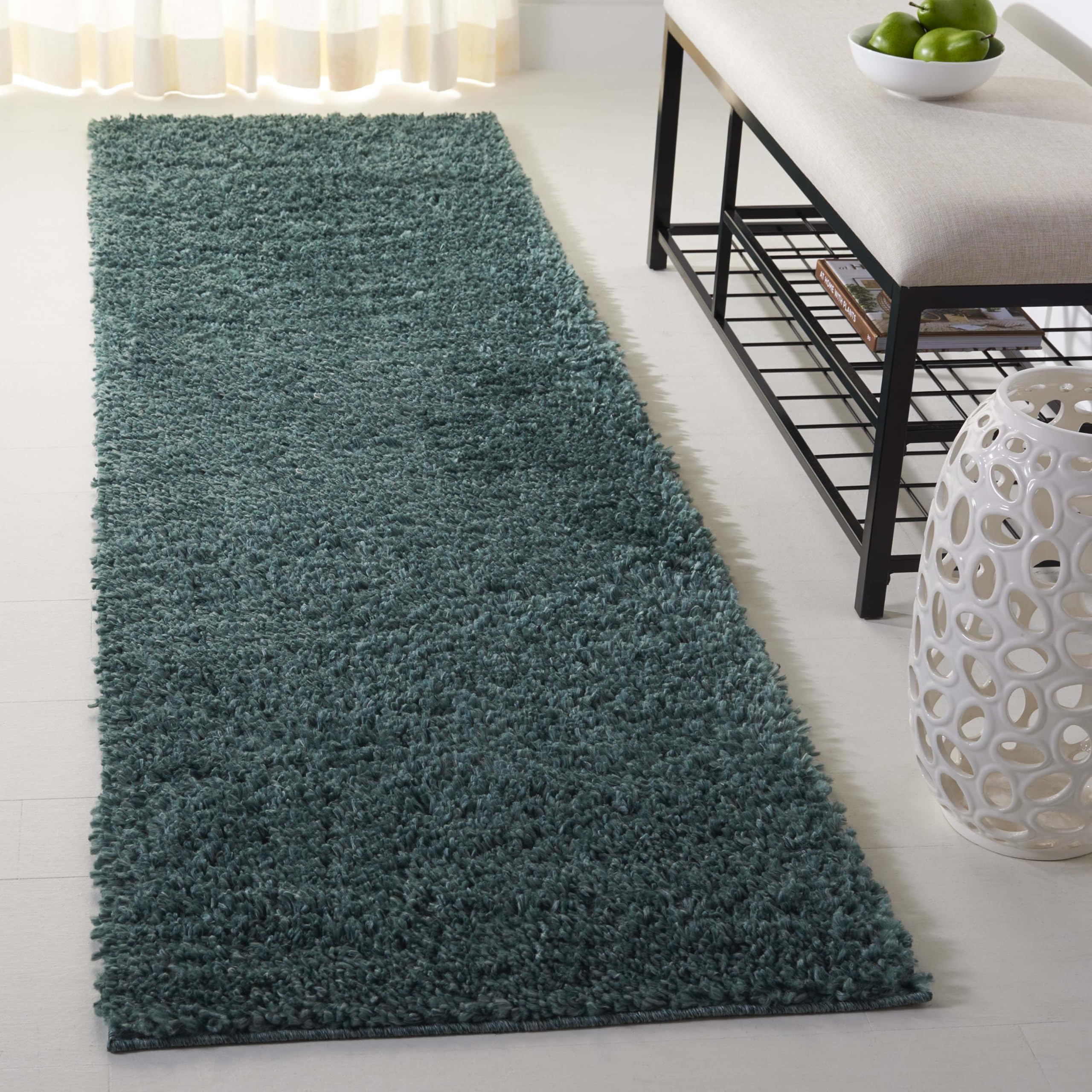 SAFAVIEH August Shag Collection Runner Rug - 23 x 8, Green, Solid Design, Plush 1.2-inch Thick, Non-Shedding, Ideal for High T
