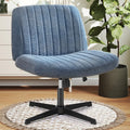 DUMOS Criss Cross Legged Office Chair, Armless No Wheels Wide Seat, Modern Home Desk Height Adjustable Swivel Fabric Comfortable