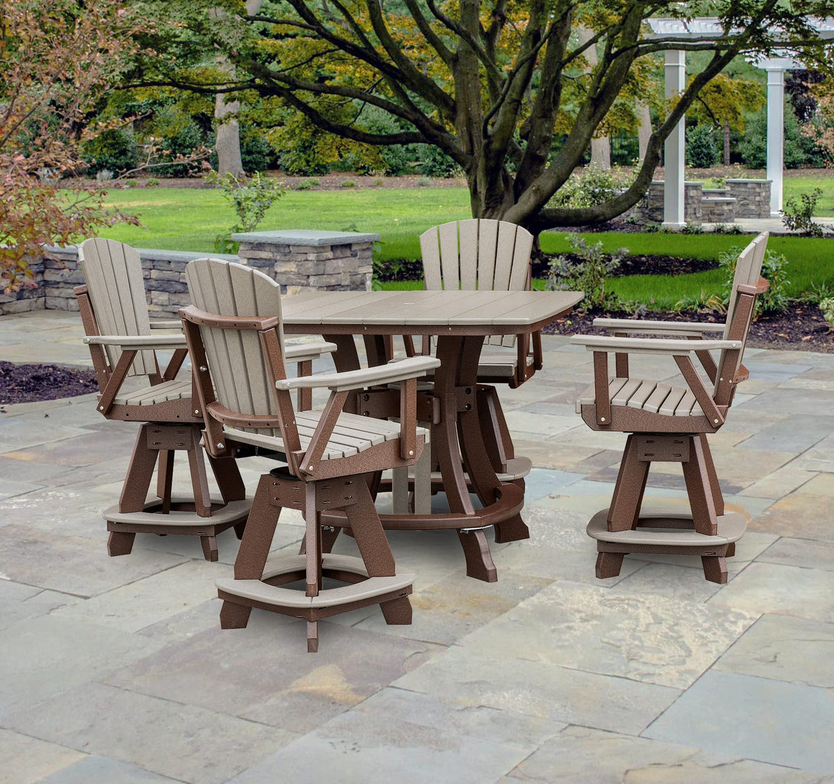 American Furniture Classics Five Piece Square Counter Height Dining Set, Weatherwood/Tudor Brown