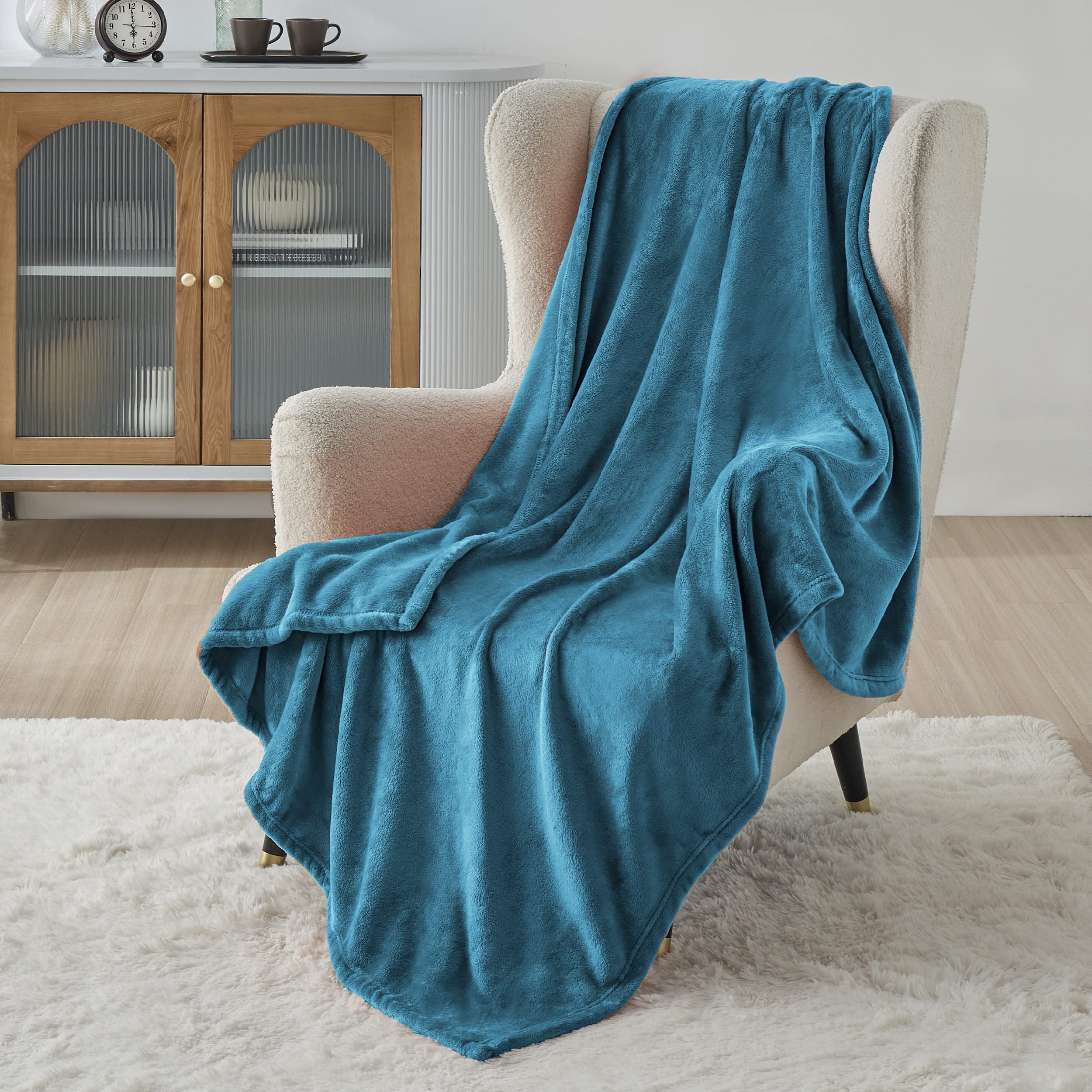 Bedsure Teal Blue Fleece Blanket 50X70 Blanket - 300Gsm Soft Lightweight Plush Cozy Blankets For Bed, Sofa, Couch, Travel, Campi