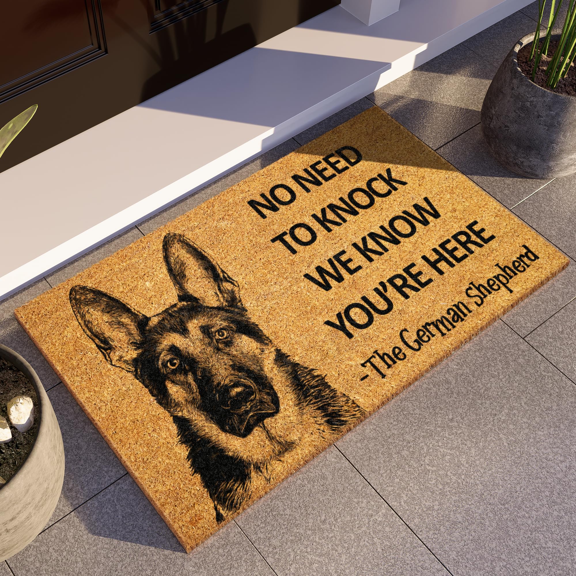 The German Shepherd Door Mat, German Shepherd We Know You Are Here Door Mats, Funny German Shepherd Doormat, Welcome Mats