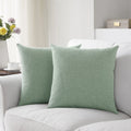 Meekio Set Of 2 Sage Green Pillow Covers 22 X 22 Inch Farmhouse Boho Decorative Throw Pillow Covers Linen Cushion Covers For Sofa Couch Décor