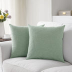 Meekio Set Of 2 Sage Green Pillow Covers 22 X 22 Inch Farmhouse Boho Decorative Throw Pillow Covers Linen Cushion Covers For Sofa Couch Décor