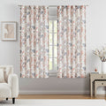 Kayne Studio Botanical Print Semi Sheer Curtains Navy Red Floral Leaf Farmhouse Linen Curtain Drapes Light Filtering Window Trea