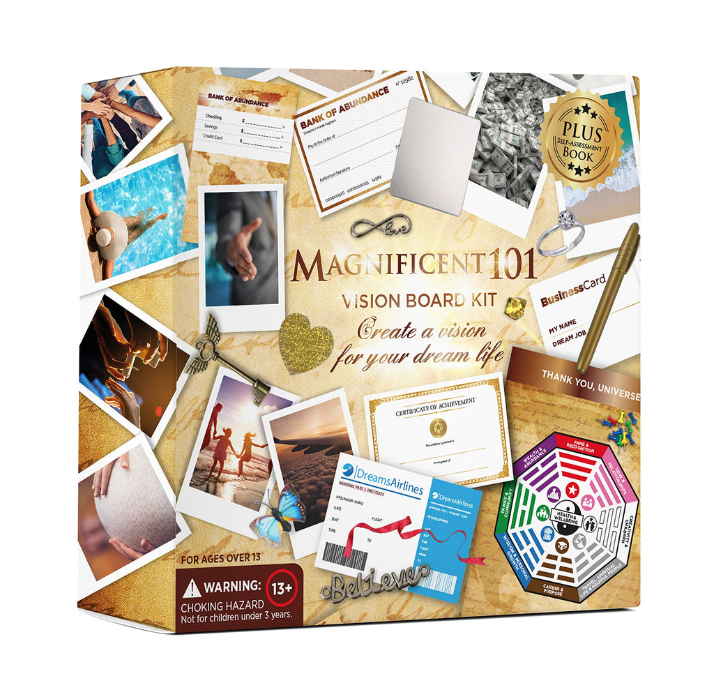 Magnificent 101 Large 23'' x 17'' Feng Shui Vision Board Kit | Create a Board of Your Ambitions & Turn Your Dreams into Reality 