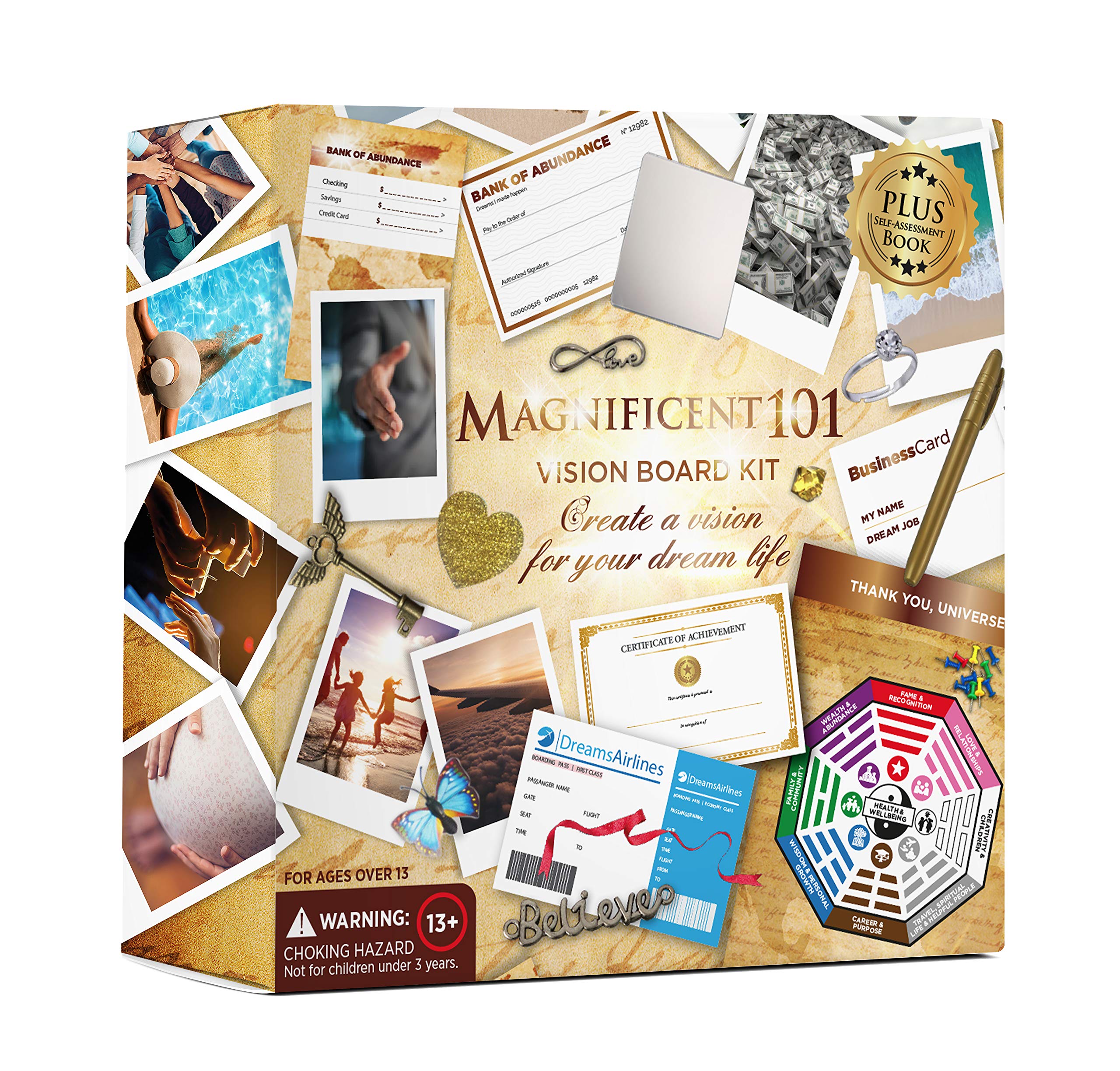 Magnificent 101 Large 23'' x 17'' Feng Shui Vision Board Kit | Create a Board of Your Ambitions & Turn Your Dreams into Reality 