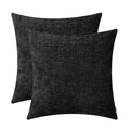 Calitime Pack Of 2 Cozy Throw Pillow Covers Cases For Couch Sofa Home Decoration Solid Dyed Soft Chenille 26 X 26 Inches Black