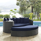 Modway Sojourn Wicker Rattan Outdoor Patio Sunbrella Fabric Daybed in Canvas Navy