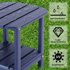 Lzrs Double Adirondack Side Table, Outdoor Side Tables, End Tables For Patio, Backyard,Pool, Indoor Companion, Easy Maintenance & Weather Resistant (Navy Blue)