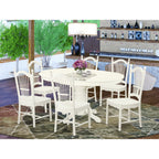 East West Furniture Avdo7-Lwh-W 7 Piece Kitchen Table & Chairs Set Consist Of An Oval Dining Room Table With Butterfly Leaf And 6 Dining Chairs, 42X60 Inch, Linen White