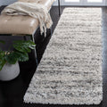 Safavieh Hudson Shag Collection Area Rug - 23 x 10 Runner, Ivory/Grey, Geometric Design, Plush 1.9 Inch Thick Ideal for High T