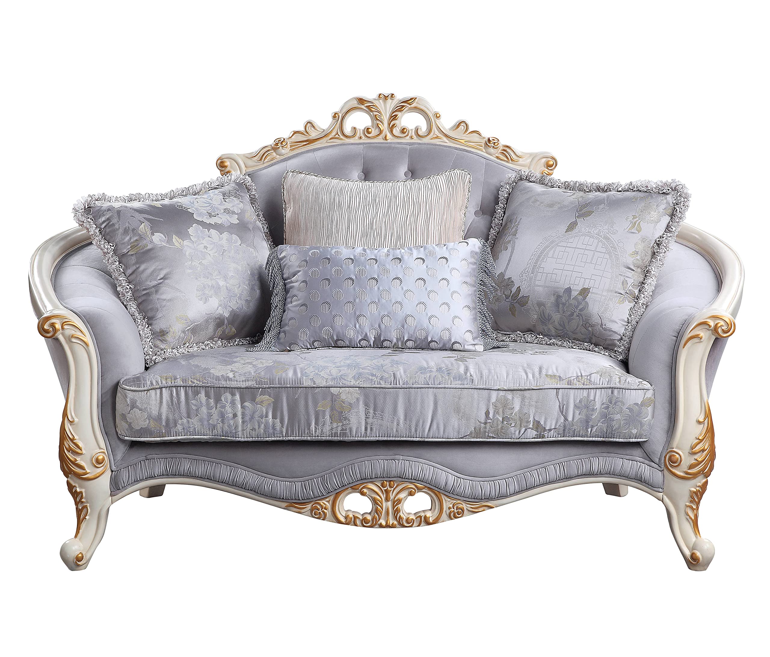 Acme Galelvith Loveseat with 4 Pillows in Gray