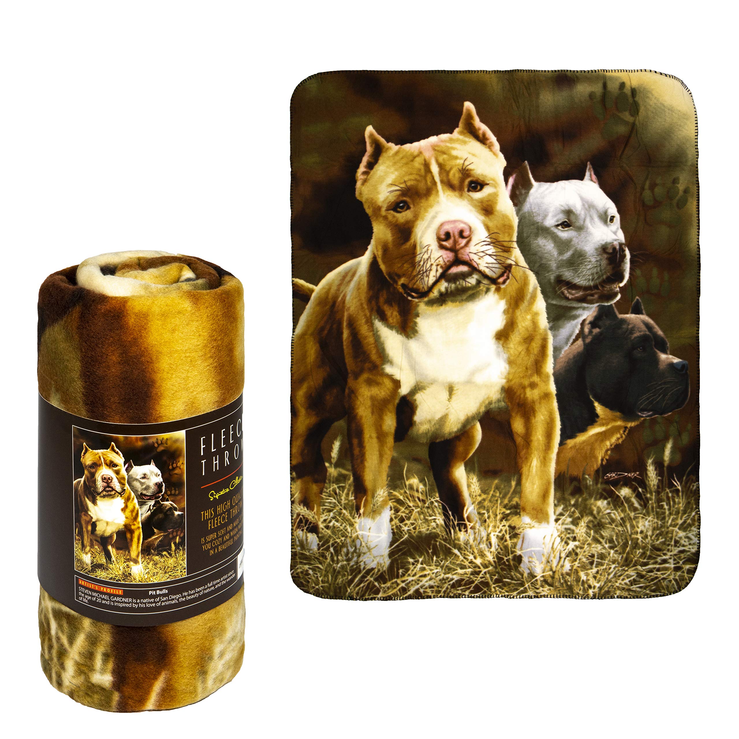 JPI Fleece Throw Blanket - Pitbull - Lightweight Faux Fur Fleece Blanket Large 50x 60 - for Beds, Sofa, Couch, Picnic, Travel, C