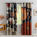 Tyrot Black Boho Floral 100% Blackout Curtains For Bedroom 72 Inch Long 2 Panels Mid Century Botanical Black Out Curtains For Li
