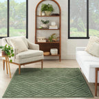 Nourison Versatile Indoor/Outdoor Green 6' X 9' Area Rug, Easy Cleaning, Non Shedding, Bed Room, Living Room, Dining Room, Backyard, Deck, Patio (6X9)