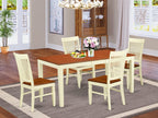 East West Furniture NIWE5-BMK-W 5 Piece Dining Room Table Set Includes a Rectangle Kitchen Table with Butterfly Leaf and 4 Dining Chairs, 36x66 Inch, Buttermilk & Cherry