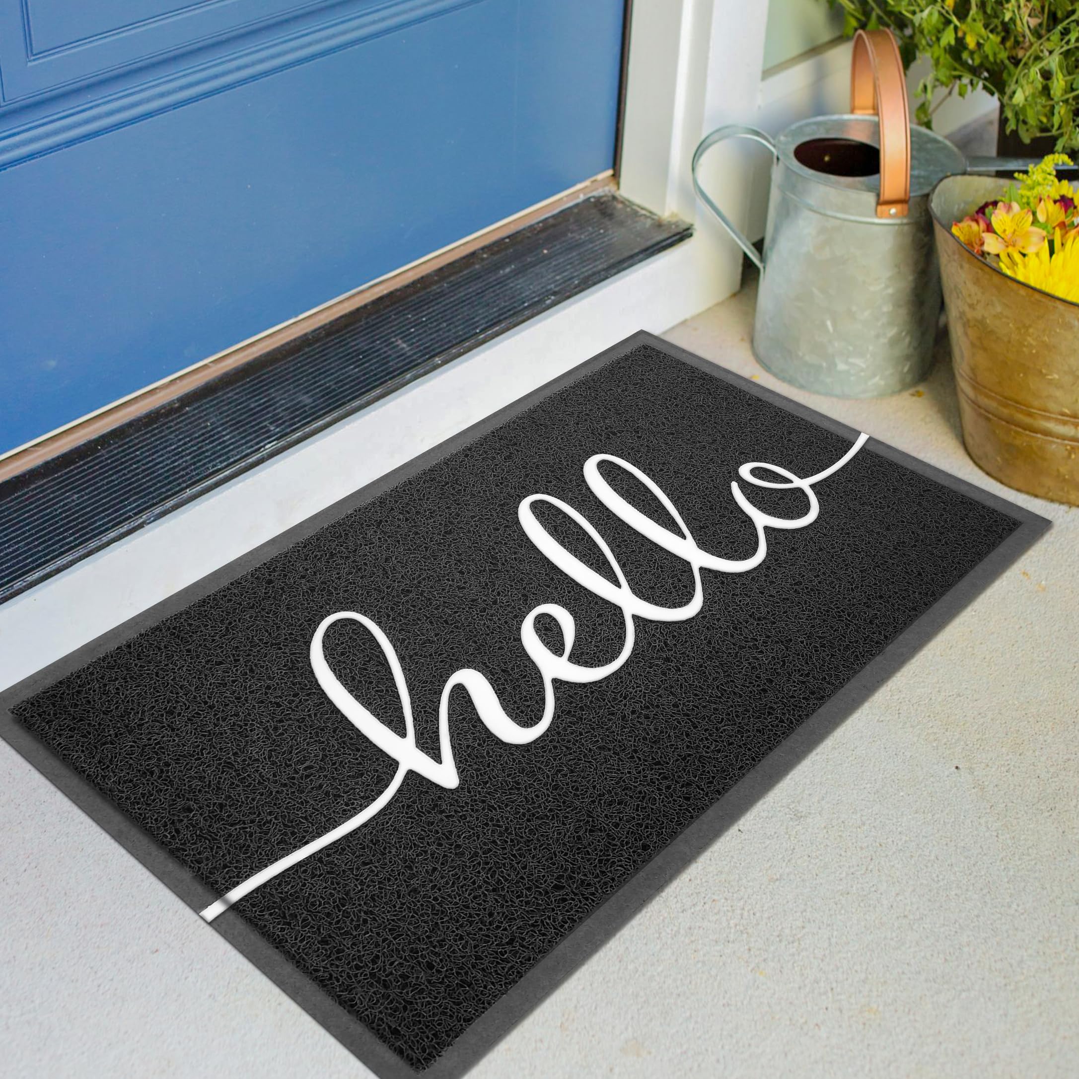 Kilococo Outdoor Mat Front Door Mat Welcome Mat Low Pile Door Mat Outdoor Entrance Non-Slip Outdoor Door Mat Kitchen Mat High Traffic Area Easy Clean Entrance Mat Hello Door Mat Indoor,18'X30'