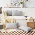 Home Brilliant Lumbar Pillow Covers Faux Linen Rectangular Throw Pillows Pillow Case Cushion Covers Set of 4, 12 x 20, Light Gre