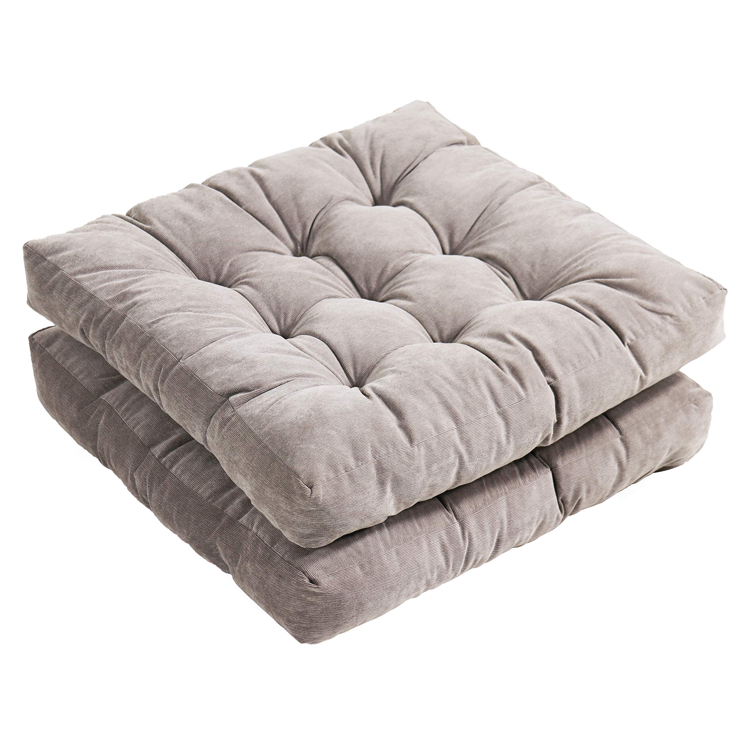 Tiita Meditation Floor Pillows, 22 Inch Square Floor Cushions For Adults, Thicken Tufted Seat Pad Set Of 2, Large Floor Cushion