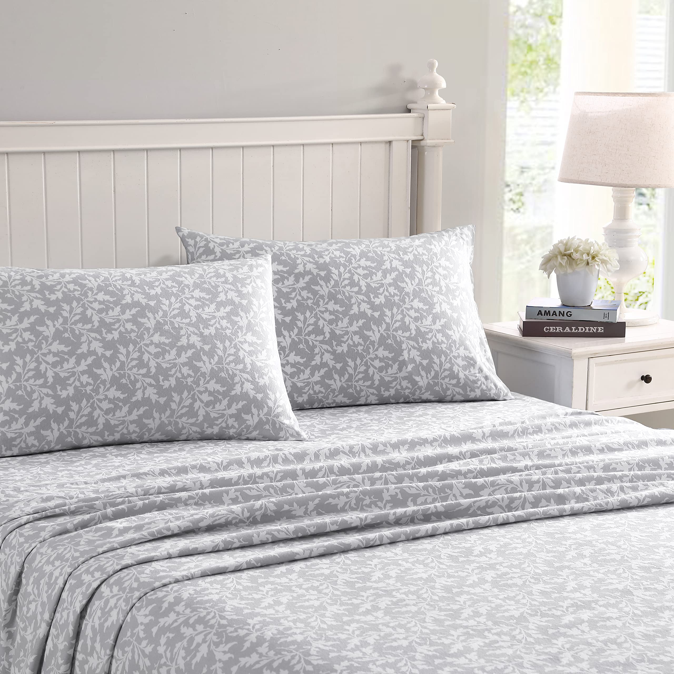 Laura Ashley Home - King Sheets, Cotton Flannel Bedding Set, Brushed For Extra Softness & Comfort (Crestwood, King)