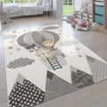 Kids Rug with Cute Animals on a Hot Air Balloon Ride in Pastel, Size: 47 x 67