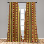Ambesonne African Window Curtains Pack Of 2, Oriental Djembe Drums Music Culture In Theme Geometric Chevrons Triangles, Lightwei