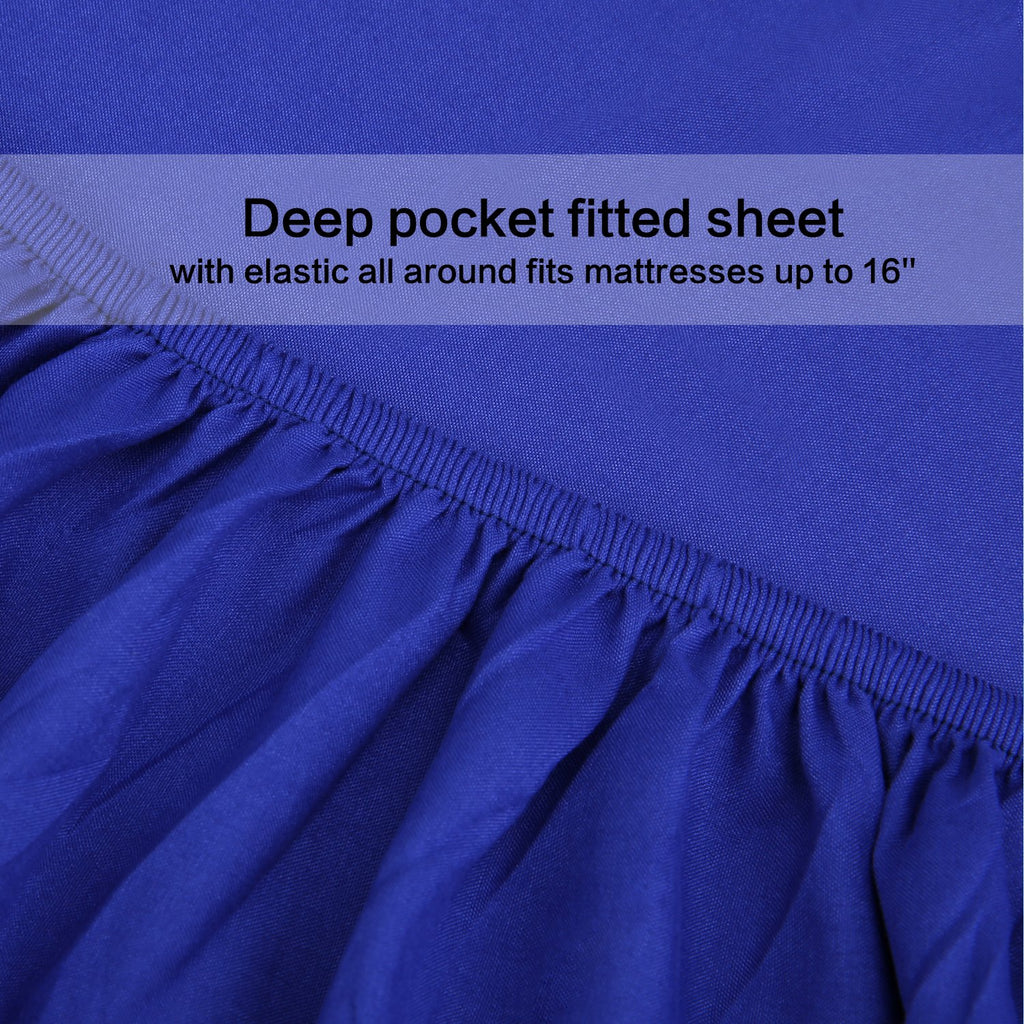 Twin Xl Sheets Set 4 Piece - Luxury 1800 Bedding Sheets & Pillowcases - 1 Flat Sheet,1 Fitted Sheet And 2 Pillow Cases - Extra Soft Cooling Bed Sheets - Deep Pocket Up To 16' (Twin Xl, Royal Blue)