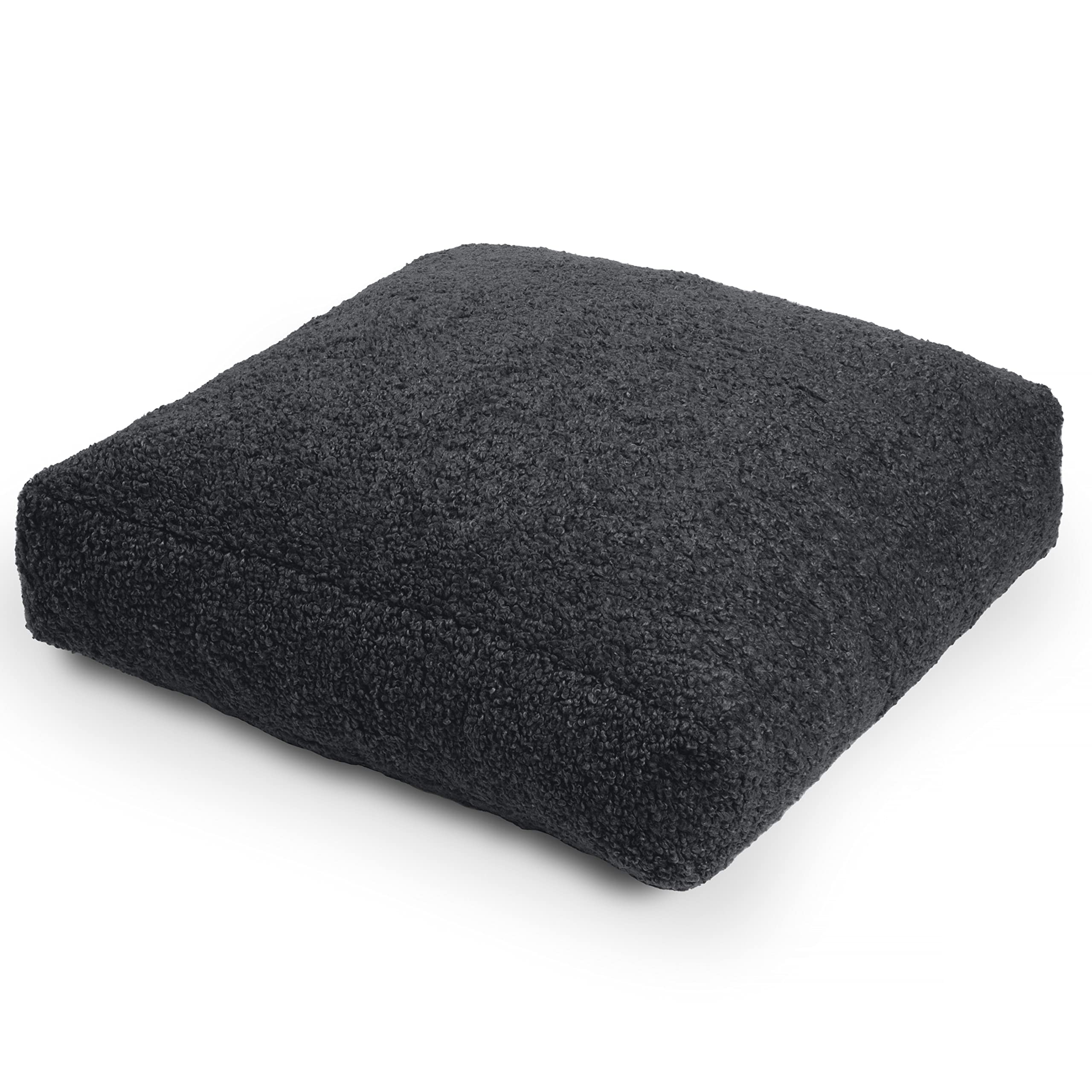Jaxx Brio Large Dcor Floor Pillow / Meditation Yoga Cushion, Shearling Faux Lamb, Black