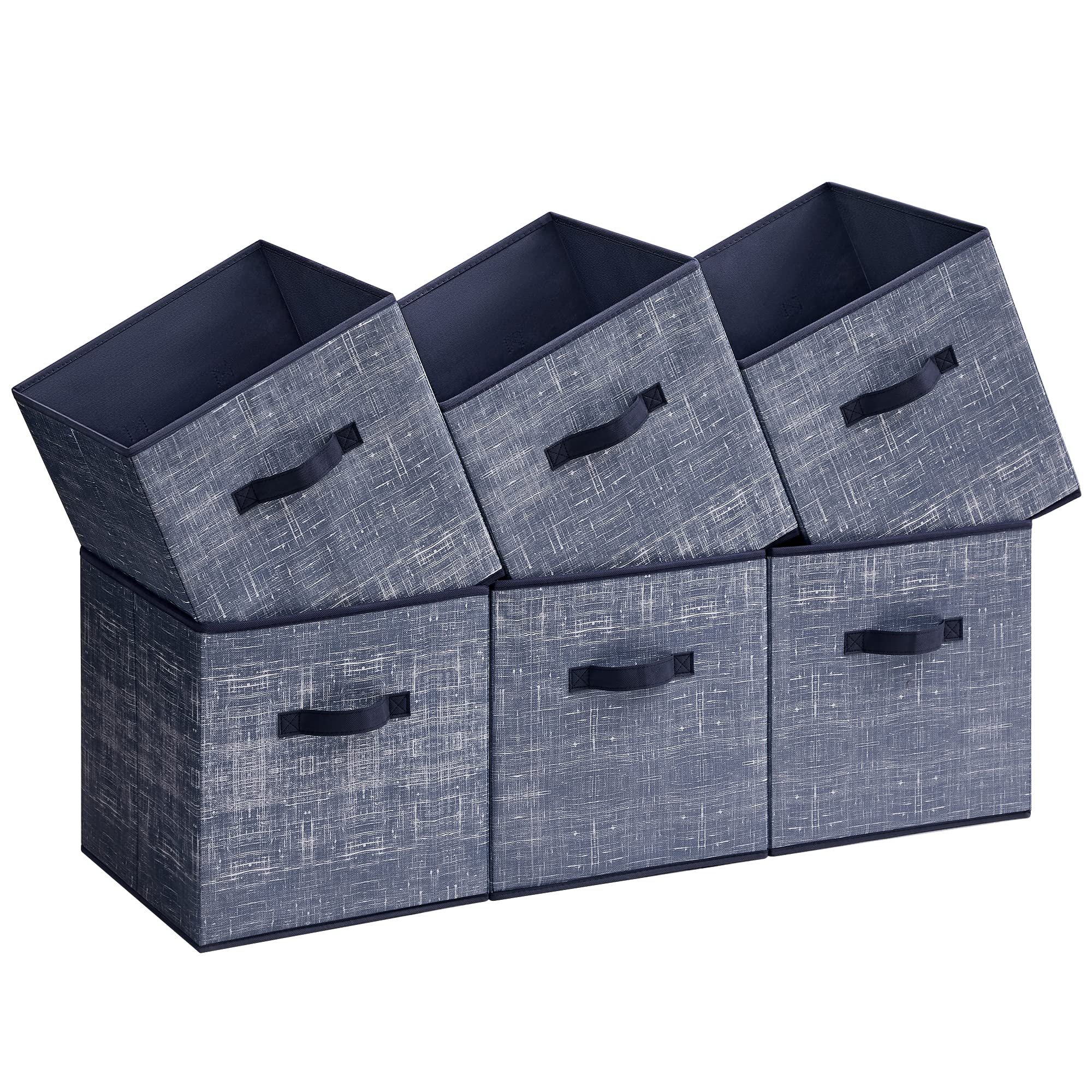 SONGMICS Storage Cubes, 13-Inch Non-Woven Fabric Bins with Double Handles, Set of 6, Closet Organizers for Shelves, Foldable, fo