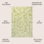 Jonathan Y Smb119D-4 Nevis Palm Frond Indoor Outdoor Area Rug, Coastal, Casual, Country Easy Cleaning,Bedroom,Kitchen,Backyard,Patio,Non Shedding, Green/Cream, 4 X 6