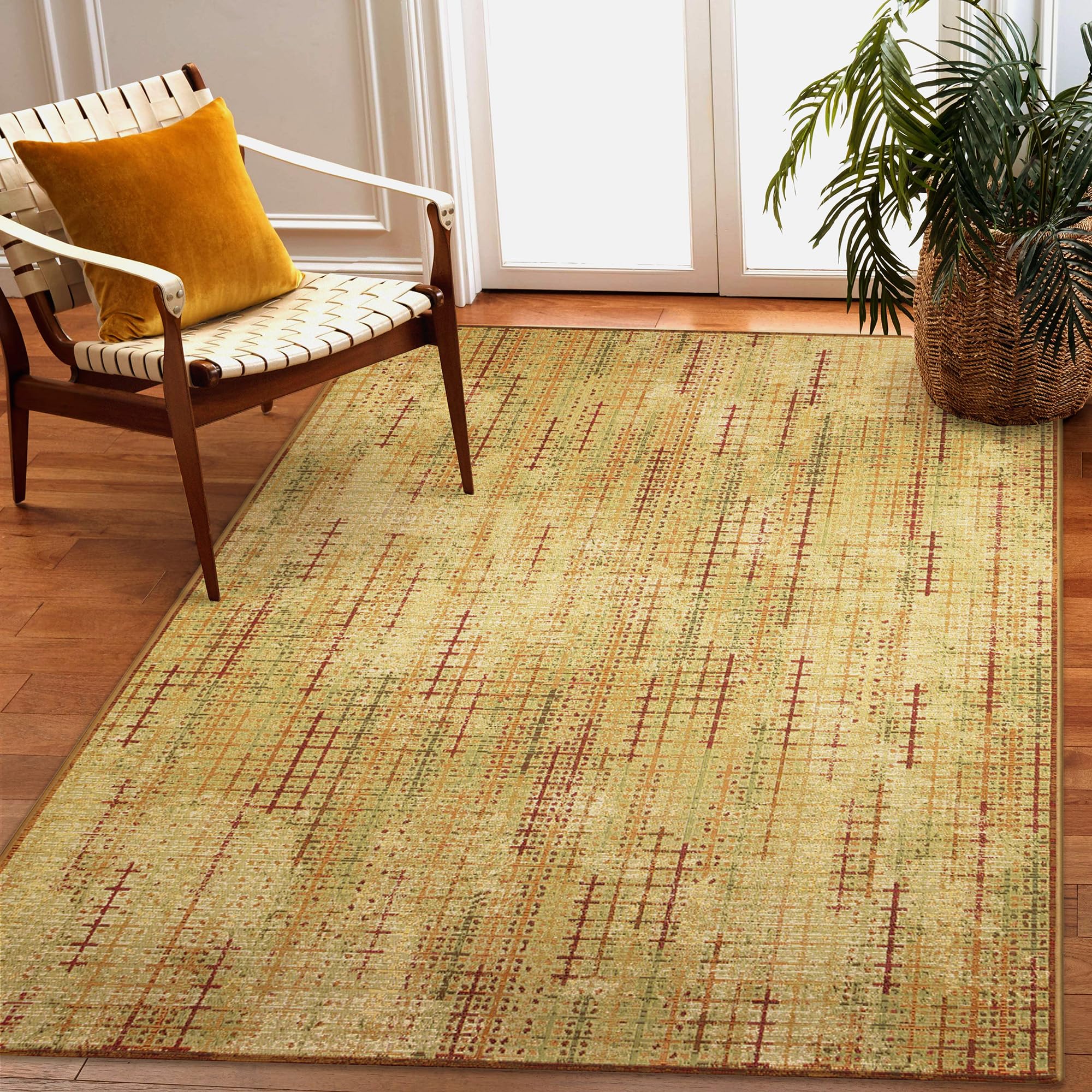 Liora Manne Marina Indoor/Outdoor Power Loomed Synthetic Blend Durable Area Rug - Contemporary Texture Global Colorful (Sienna G