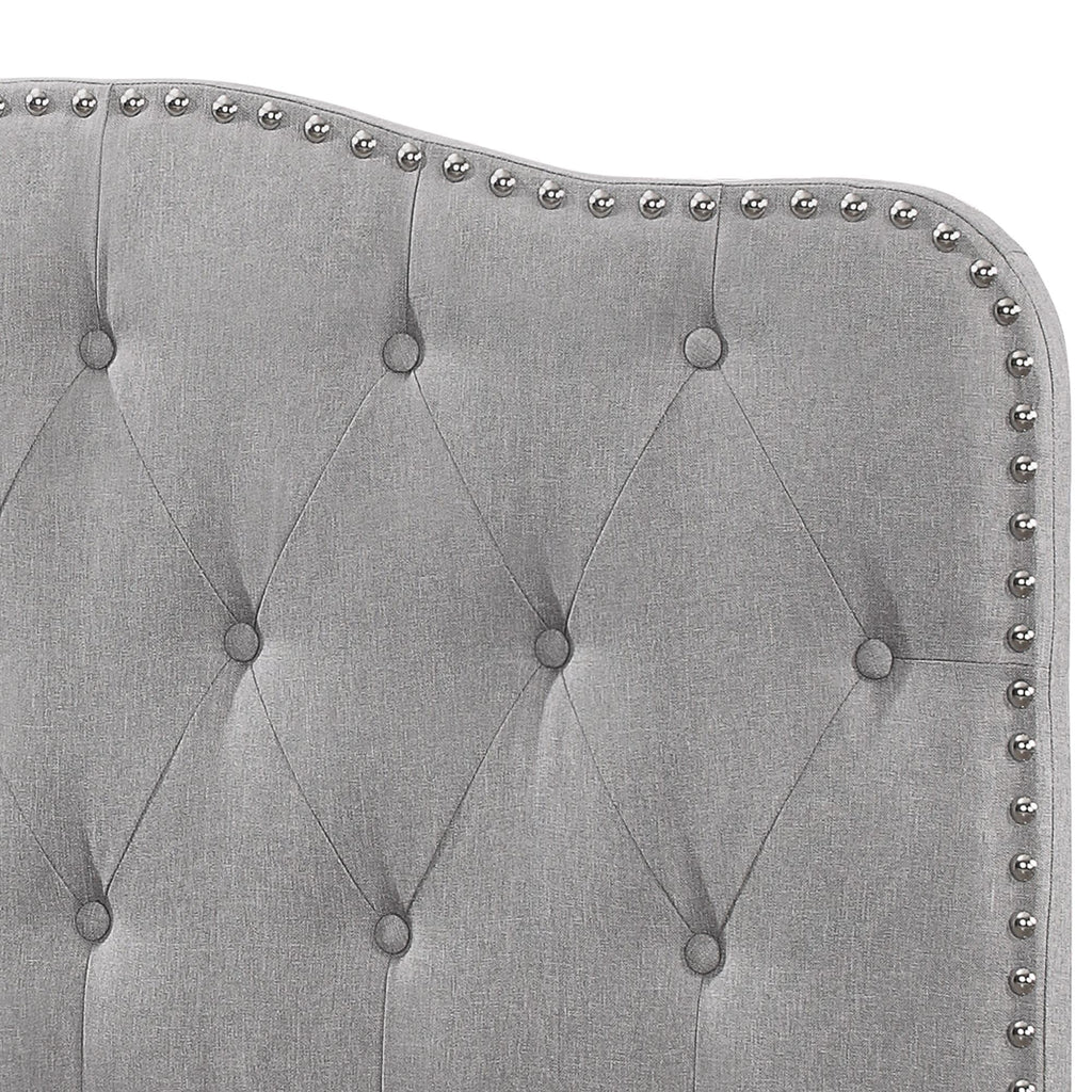 Best Quality Furniture Upholstered Panel Bed, Smoke Gray, Queen