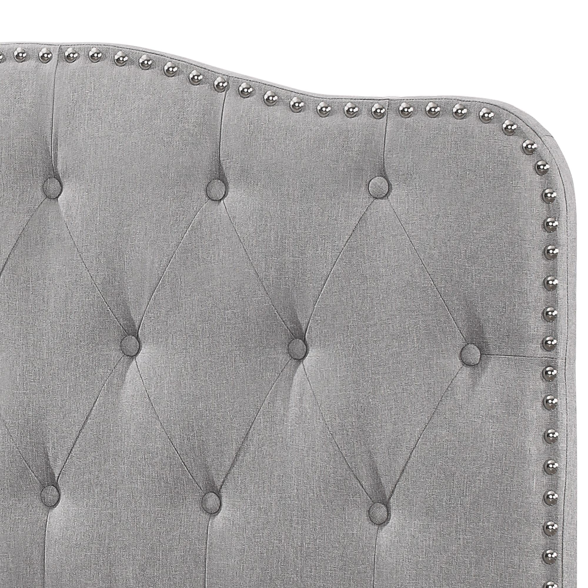 Best Quality Furniture Upholstered Panel Bed, Smoke Gray, Queen