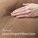 Miulee Decorative Throw Pillow Covers Neutral Linen Fringe Throw Pillows Euro Shams Set Of 2 Brown Boho Farmhouse Cushion Covers For Couch Sofa Bed Living Room Spring Home Decor 22X22 Inch