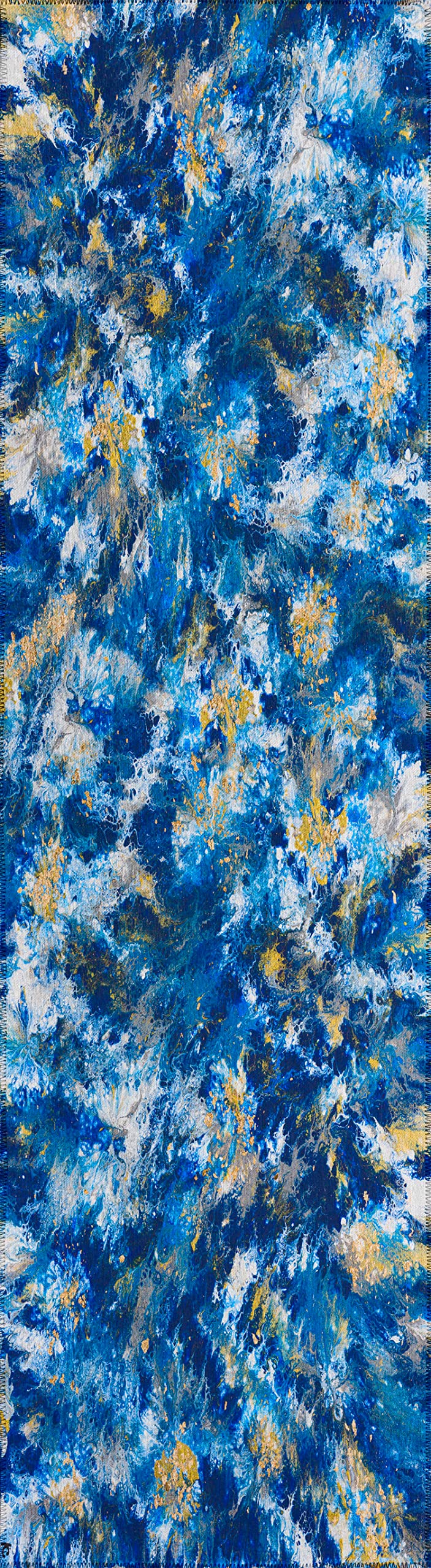 Addison Rugs Karina Akc47 Blue 2'3" X 7'6" Indoor Outdoor Runner Rug, Easy Clean, Machine Washable, Non Shedding, Bedroom, Entry, Living Room, Dining Room, Kitchen, Patio Rug