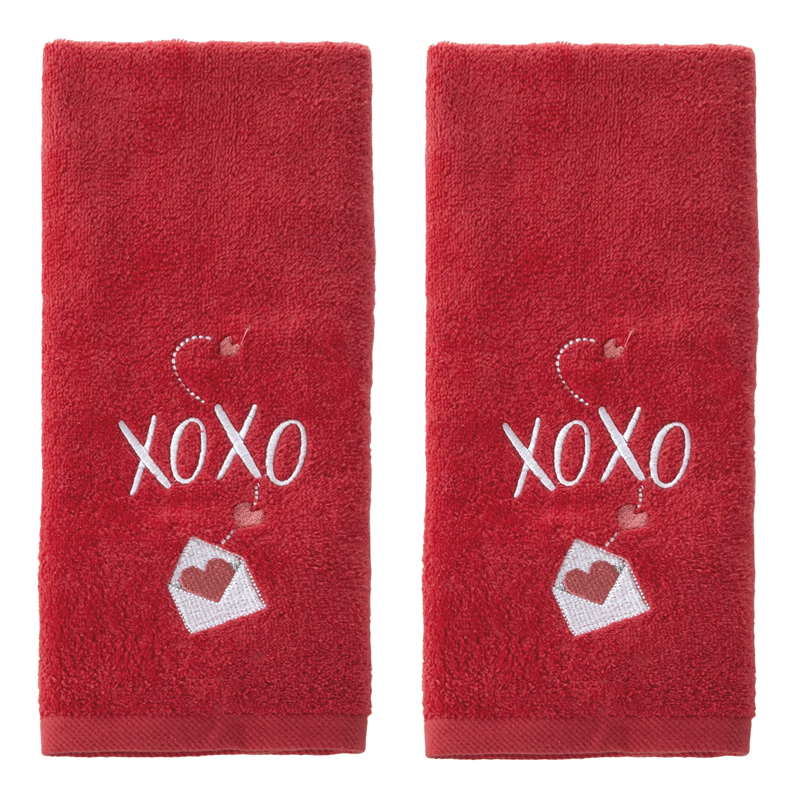 SKL Home by Saturday Knight Ltd. Valentines Day XOXO Hand Towel Set, Red 2 Pack