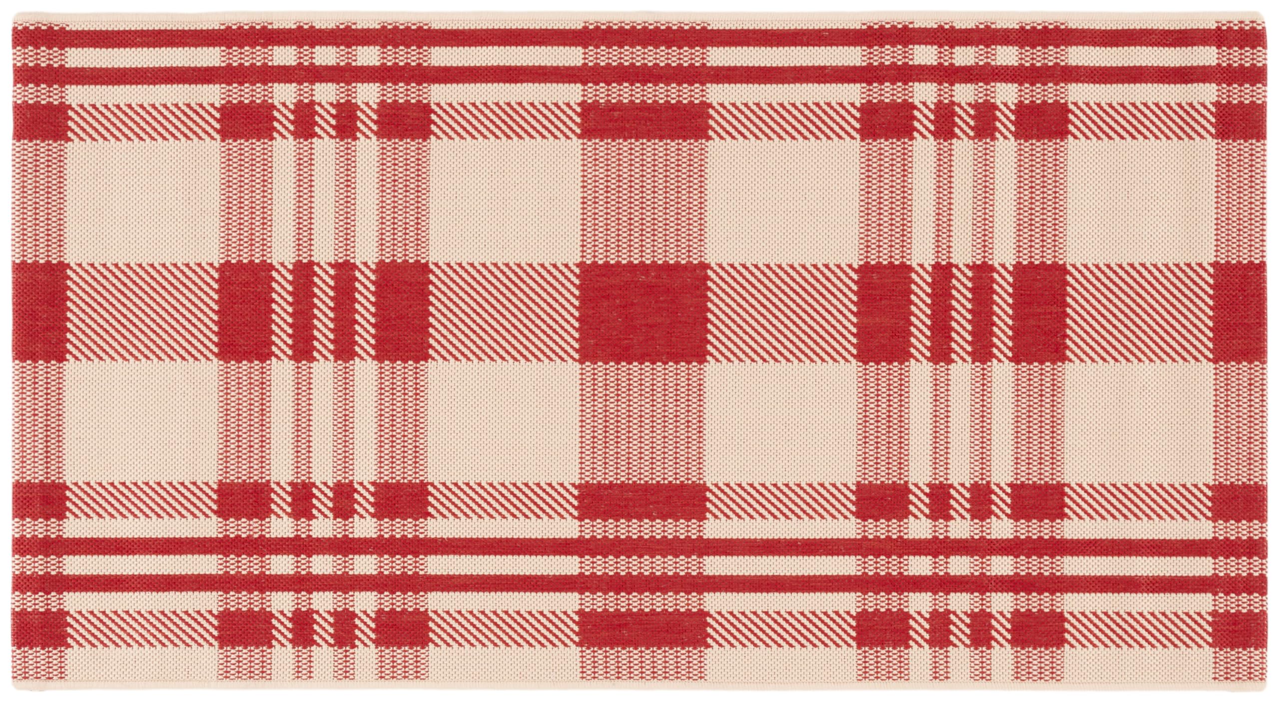 SAFAVIEH Courtyard Collection Accent Rug - 27 x 5, Red & Bone, Indoor/Outdoor & Washable, Ideal for High Traffic Areas in Pati