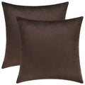 Mixhug Set Of 2 Cozy Velvet Square Decorative Throw Pillow Covers For Couch And Bed, Coffee Brown, 18 X 18 Inches