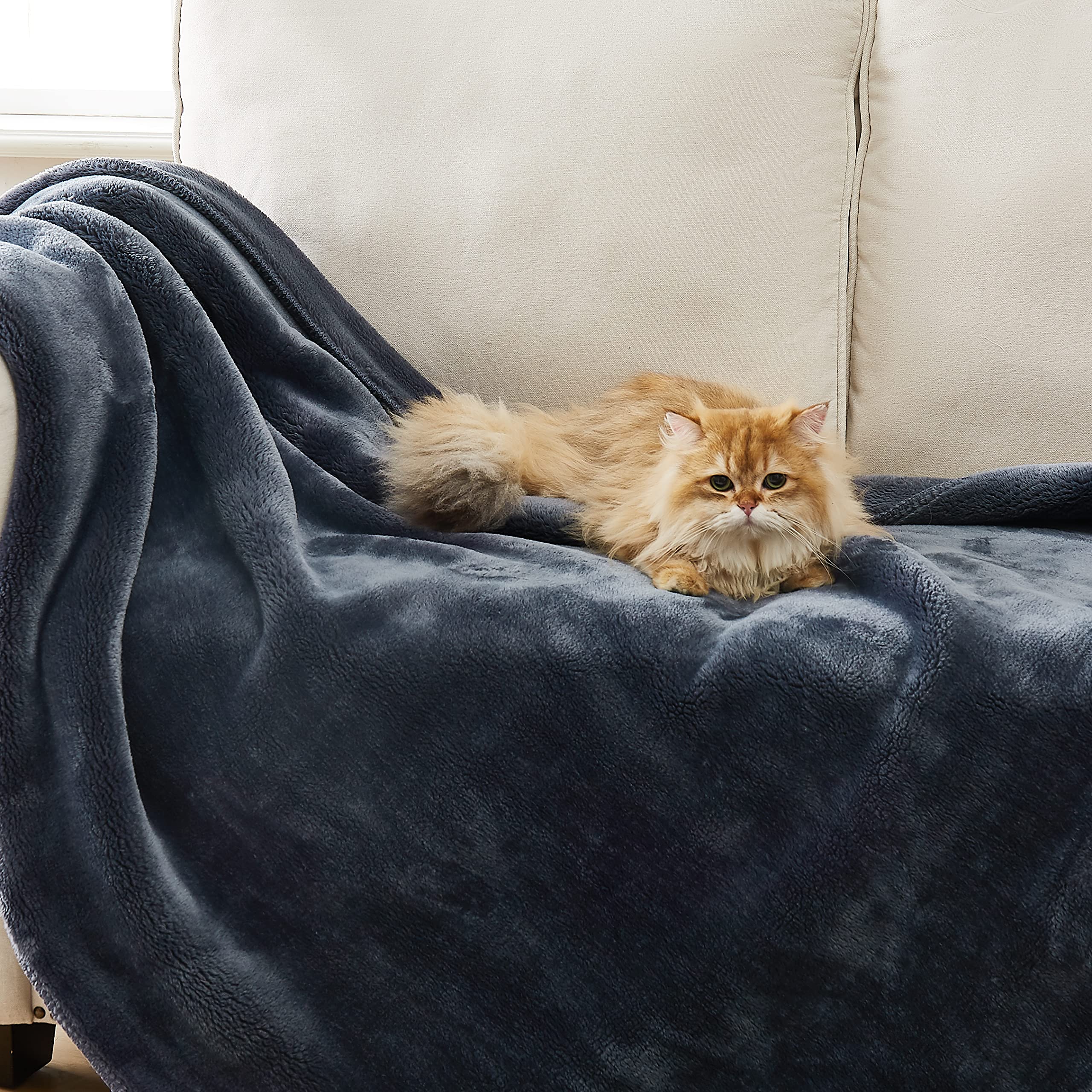 Ugg 11063 Whitecap Plush Flannel Oversized Reversible Fleece Throw Blanket Lightweight Comfortable Cozy Hotel Style Home Decor Soft Luxurious Blanket For Living Or Bed Room, 70 X 50-Inch, Denim