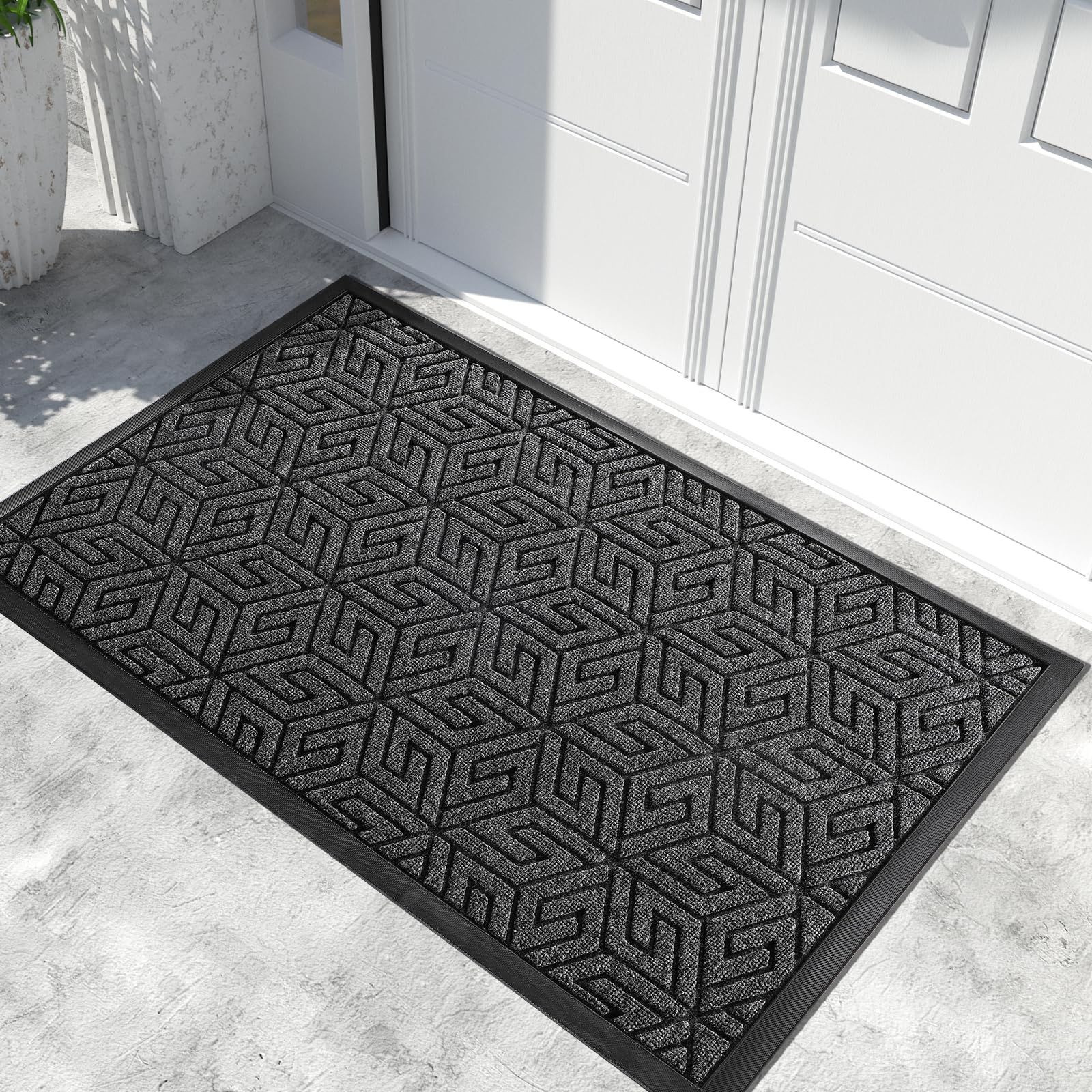 Yimobra Sturdy Front Door Mat, 59.8X36 Inch, Heavy Duty Welcome Outdoor Indoor Doormat Entrance Floor Matt, Non Slip Rubber Back