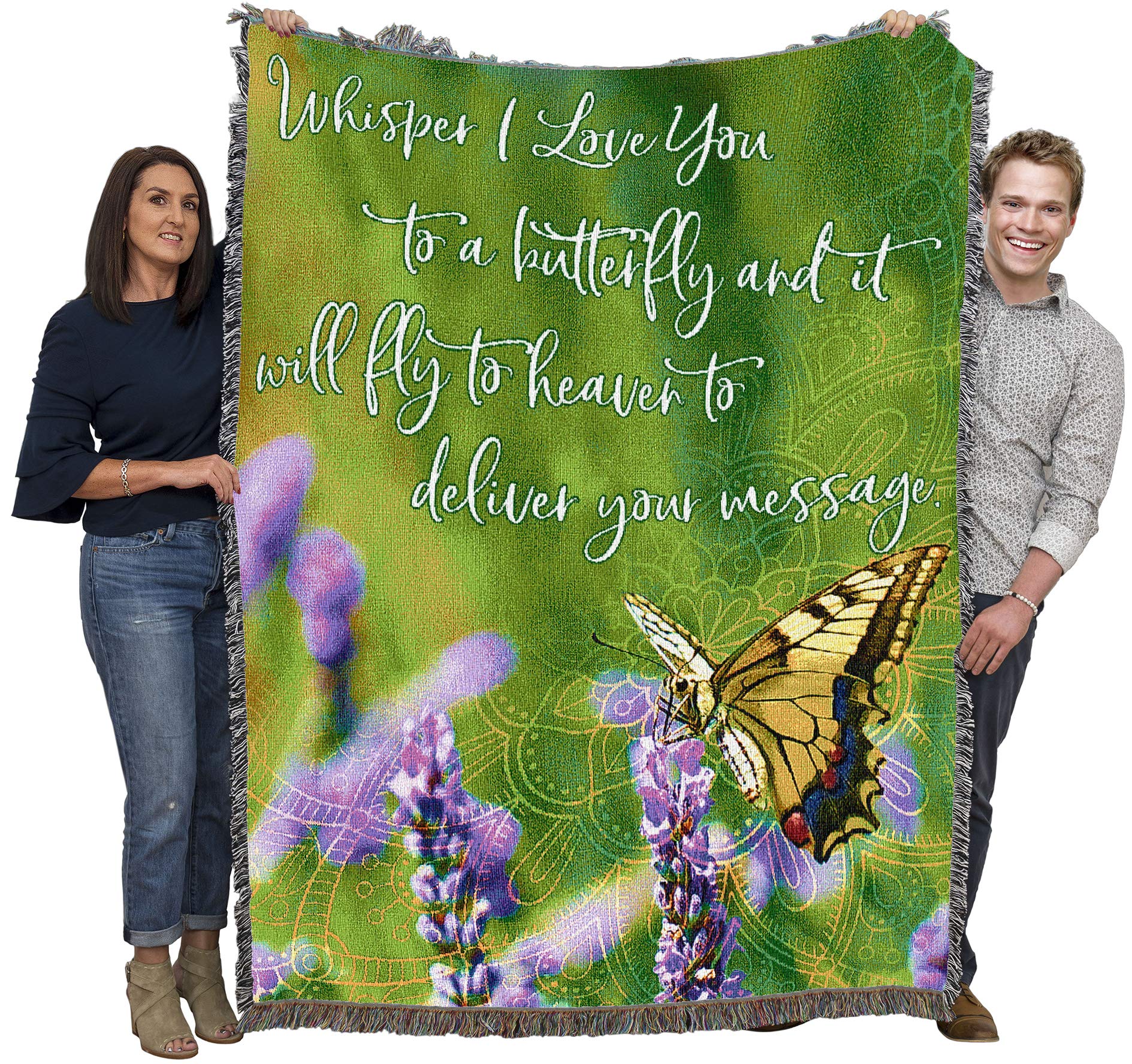 Pure Country Weavers Whisper I Love You To A Butterfly Blanket - Sympathy Bereavement Gift Tapestry Throw Woven From Cotton - Ma