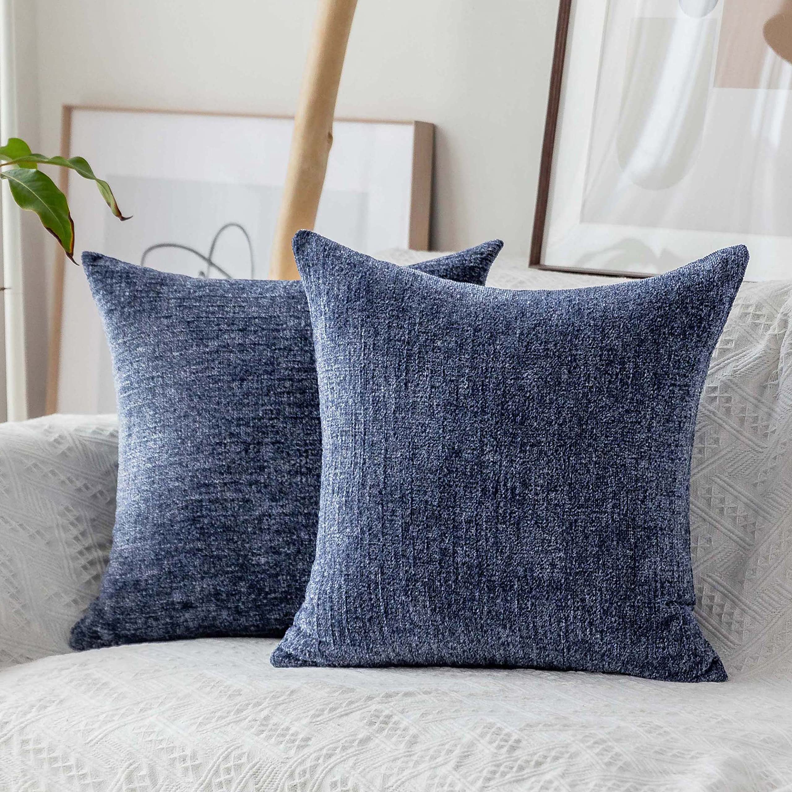 Home Brilliant Navy Throw Pillows Covers For Living Room Set Of 2 Large Cushion Covers For Sofa Bed Couch, 26X26 Inch (66Cm), Da