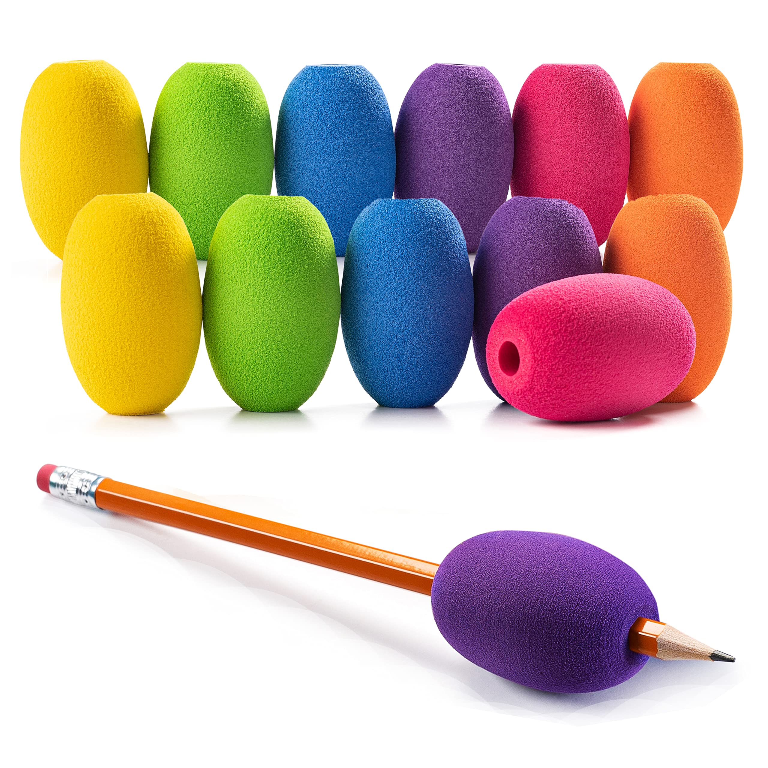 Special Supplies Egg Pen-Pencil Grips For Kids And Adults Colorful, Cushioned Holders For Handwriting, Drawing, Coloring - Ergon