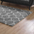 Modway Solvea Moroccan Trellis High Pile Shag 5X8 Area Rug With Lattice Design In Gray And Ivory