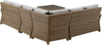 Crosley Furniture Bradenton 5-Piece Outdoor Sectional Sofa Wicker Conversation Patio Furniture Set for Deck, Brown with Gray Cushions